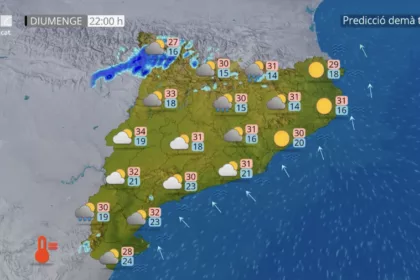 Meteocat prevé un domingo nuboso y con nuevos chubascos en Catalunya